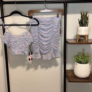 Iris Floral Outfit 2pc NWT small skirt set ruched mini tank boutique